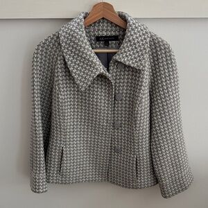 Anne Klein Gray Textured Tweed Jacket Women’s Button Front Career Blazer Size 4